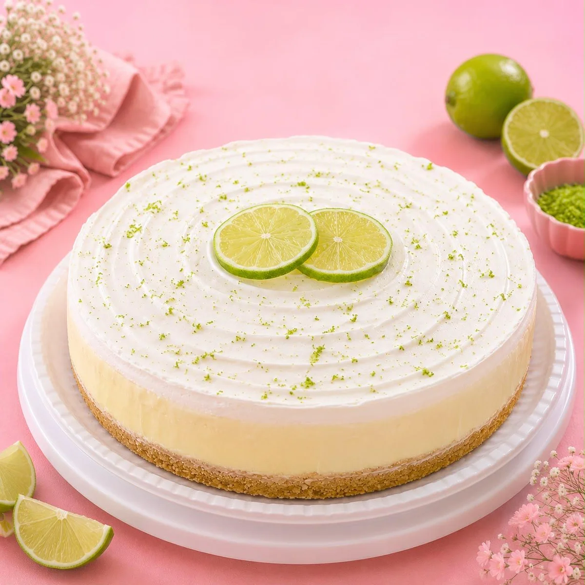 Torta de limão da Mello's com cobertura de chantilly e rodelas de limão